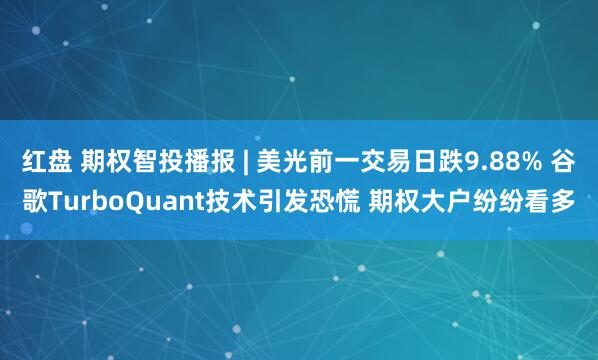 红盘 期权智投播报 | 美光前一交易日跌9.88% 谷歌TurboQuant技术引发恐慌 期权大户纷纷看多