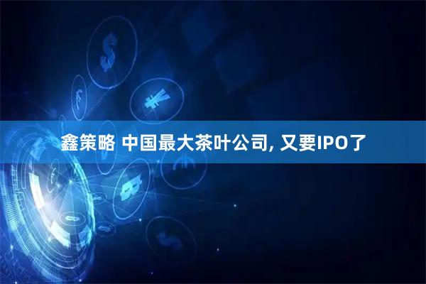 鑫策略 中国最大茶叶公司, 又要IPO了
